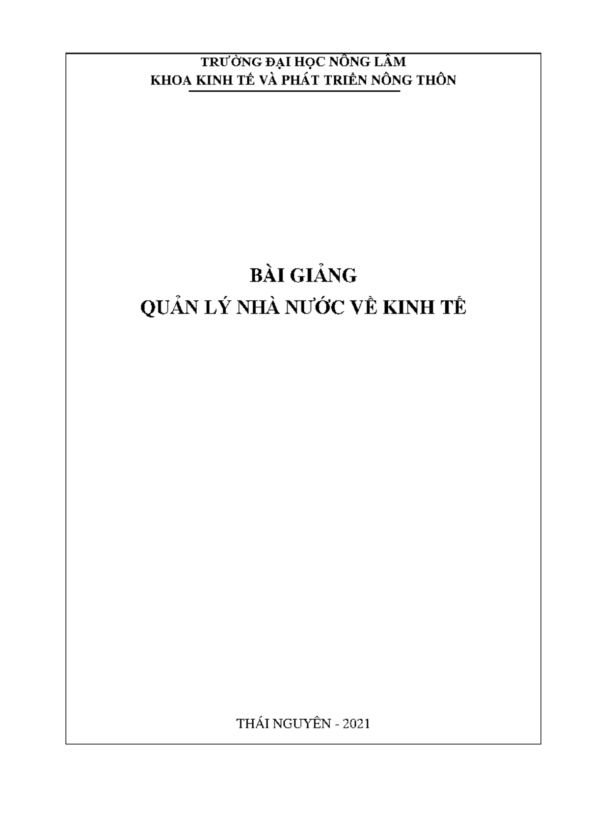 Bi ging QLNN v KT - dgdfgdfdgfg - TRƢỜNG ĐẠI HỌC NÔNG LÂM KHOA KINH TẾ ...