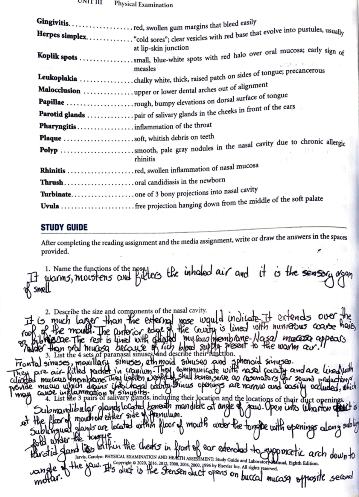 Jarvis chap 17 lab ui 11 111 Physical Examination Gingivitis.... d. th t bleed easily