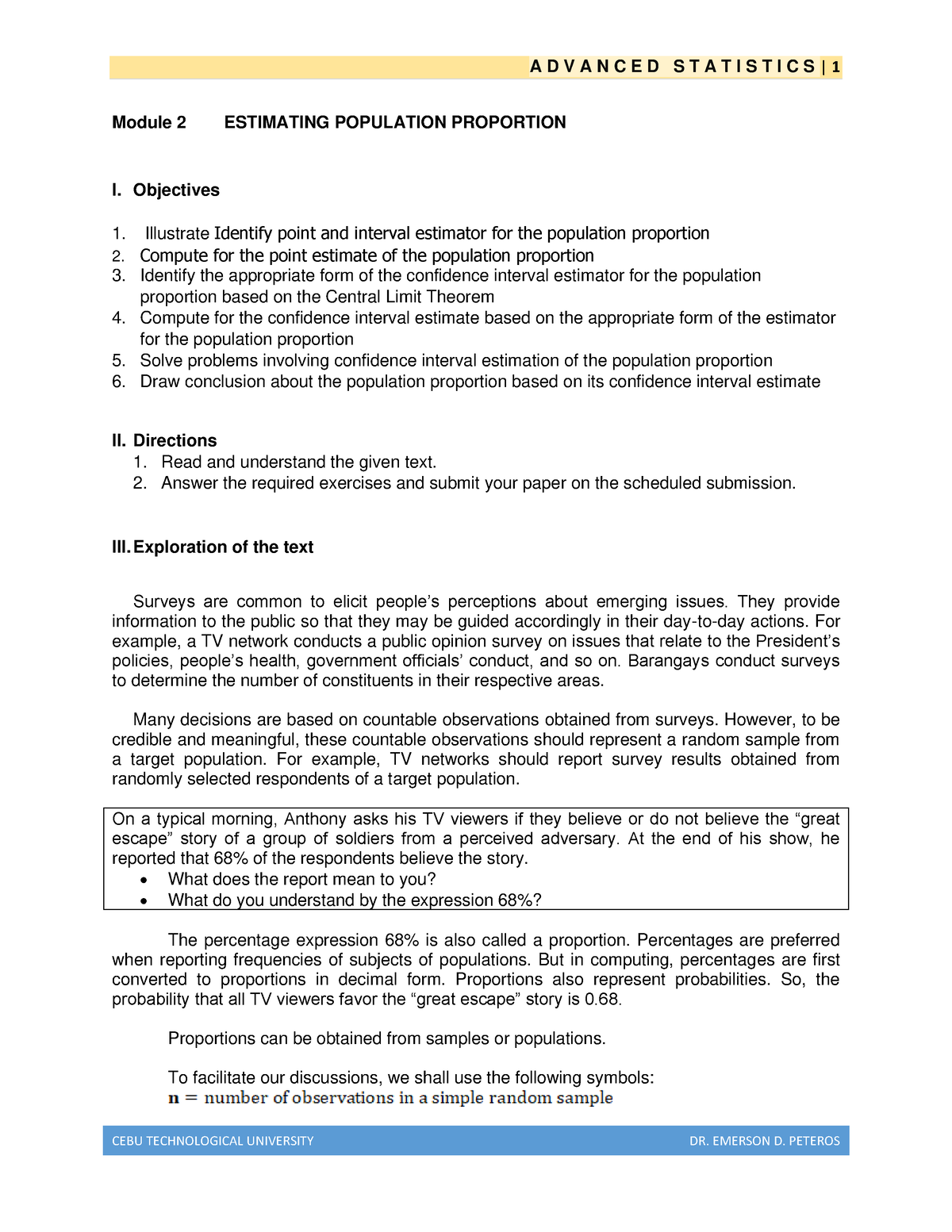 Stats: Estimating the Proportion