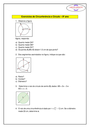 COMPRIMENTO DA CIRCUNFERÊNCIA EXERCÍCIOS