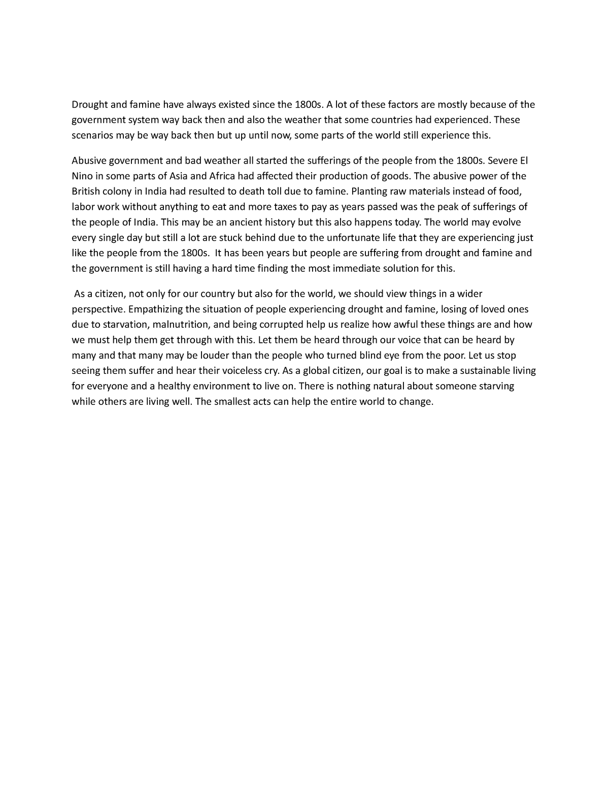 Drought and Famine Essay - Drought and famine have always existed since ...