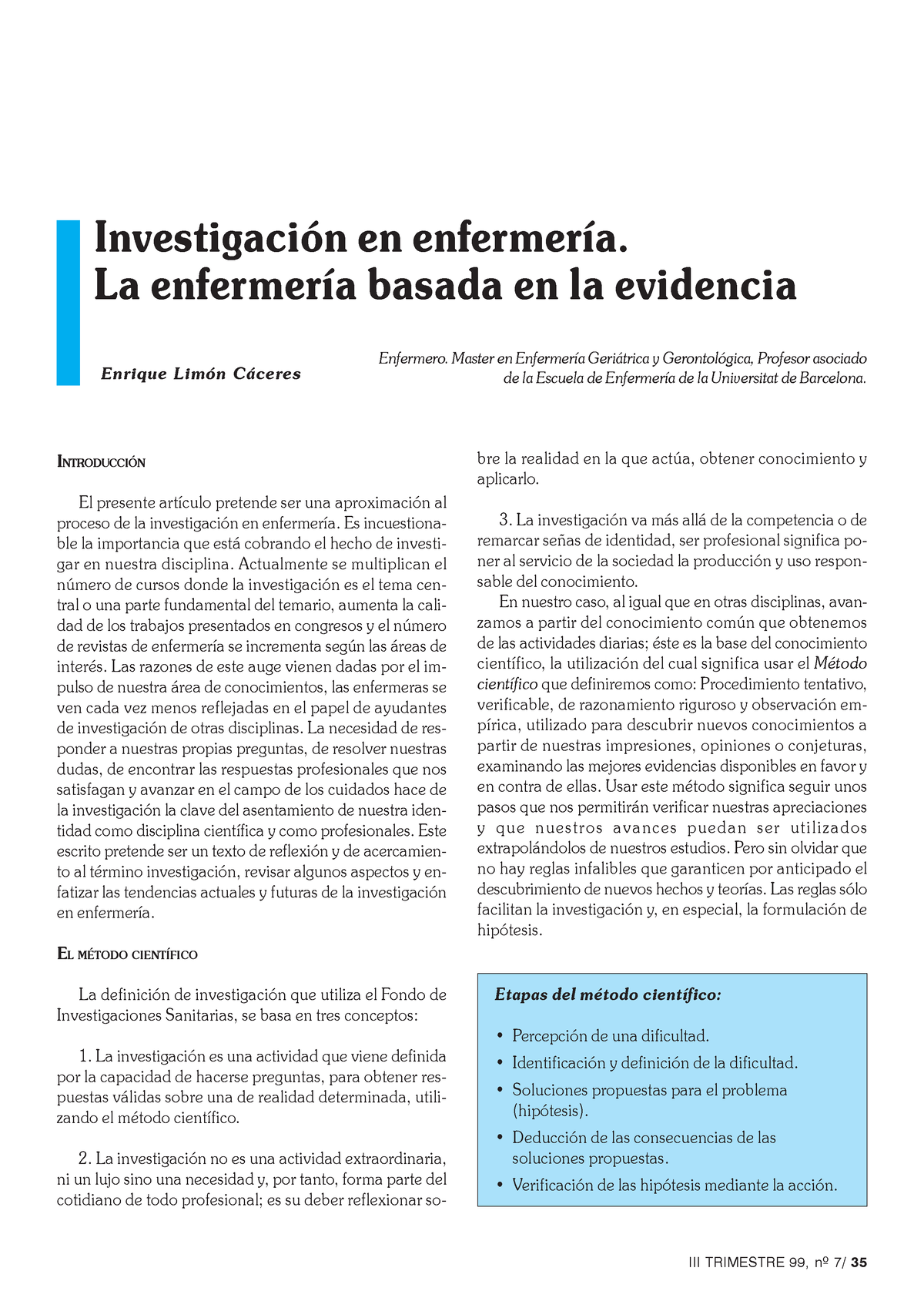 Investigacion Enfermeria Basada En La Evidencia - Tecnicatura Superior ...