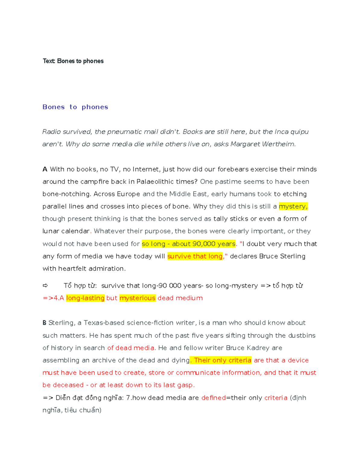 Bones to phones paragraph to practice your reading skills text