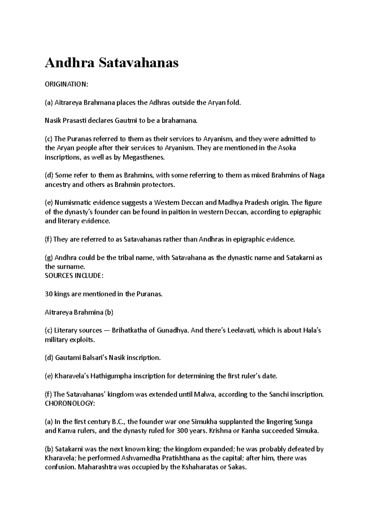 Andhra Satavahanas Lecture Notes 3 Ancient India AMU StuDocu