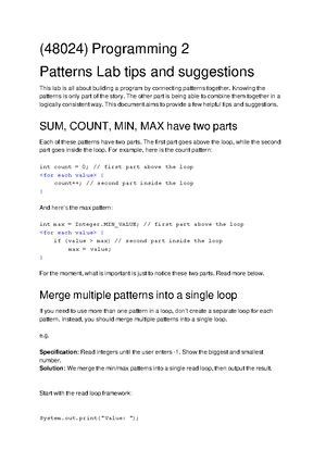 Lab Guide-Pattern- Updated - 48024 Programming 2 Patterns Lab tips and ...