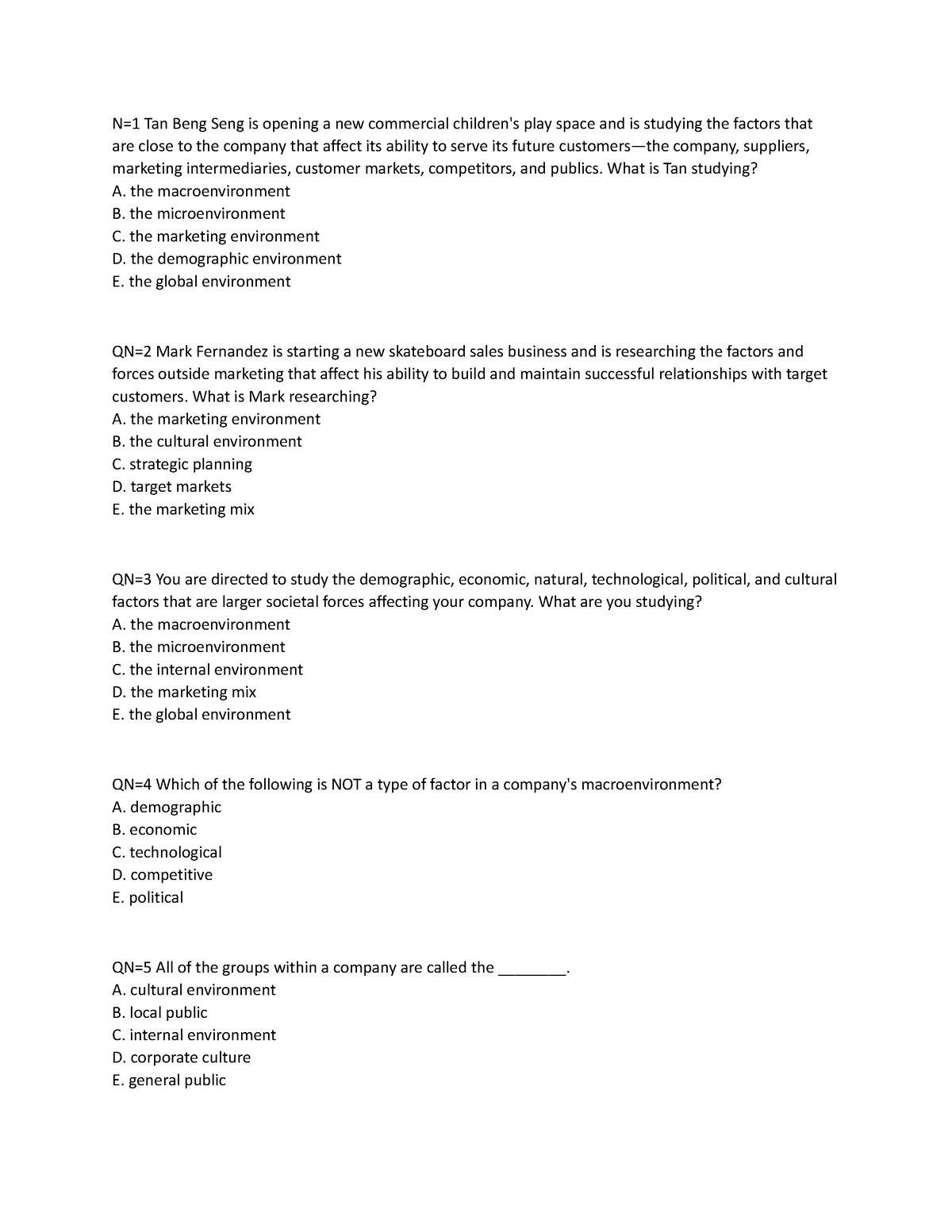 Mkt101 Chapter 3 - ... - N=1 Tan Beng Seng Is Opening A New Commercial ...