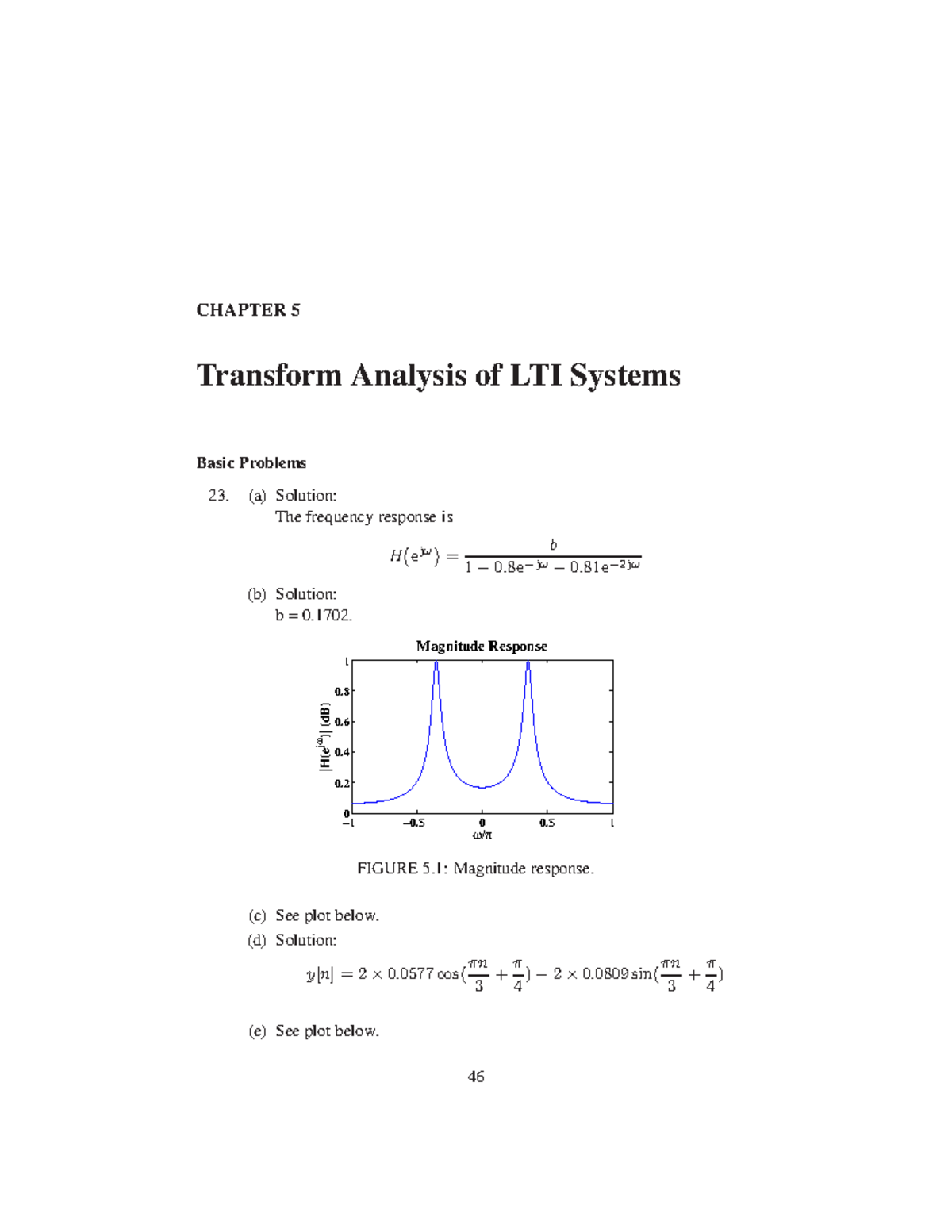 Answers Basic Problems Ch05 - CHAPTER 5 Transform Analysis Of LTI ...