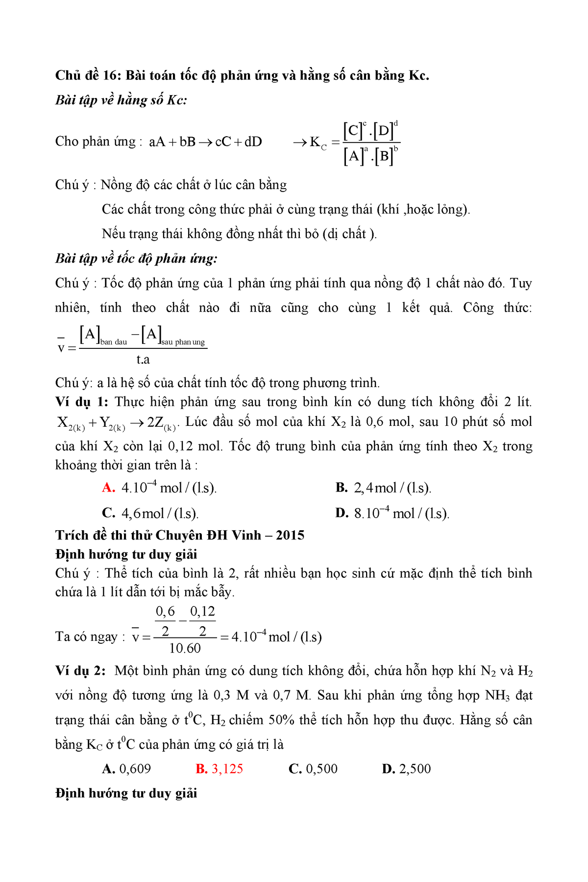 CĐ 16 V Pư K Cân Bằng - Hoa12 - Chÿ ß 16: Bài Toán Tßc ß Ph¿n ÿng Và H ...