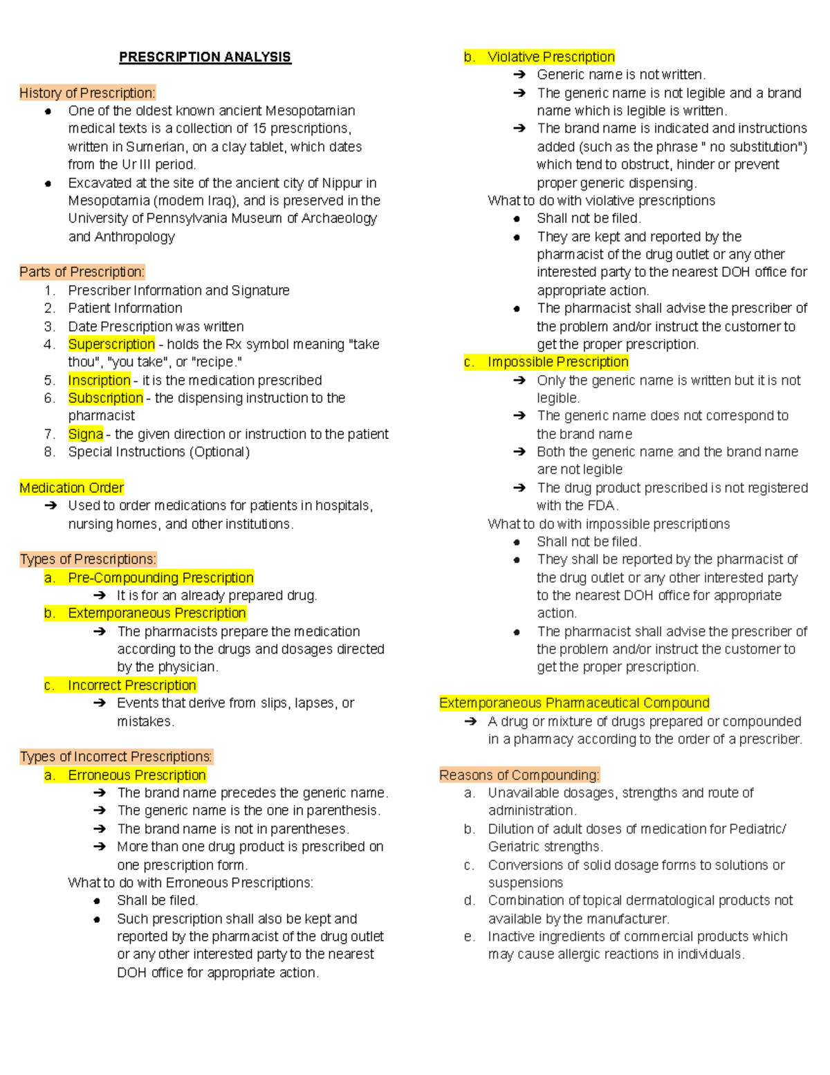 Dispensing 2 Prelims - PRESCRIPTION ANALYSIS History of Prescription ...