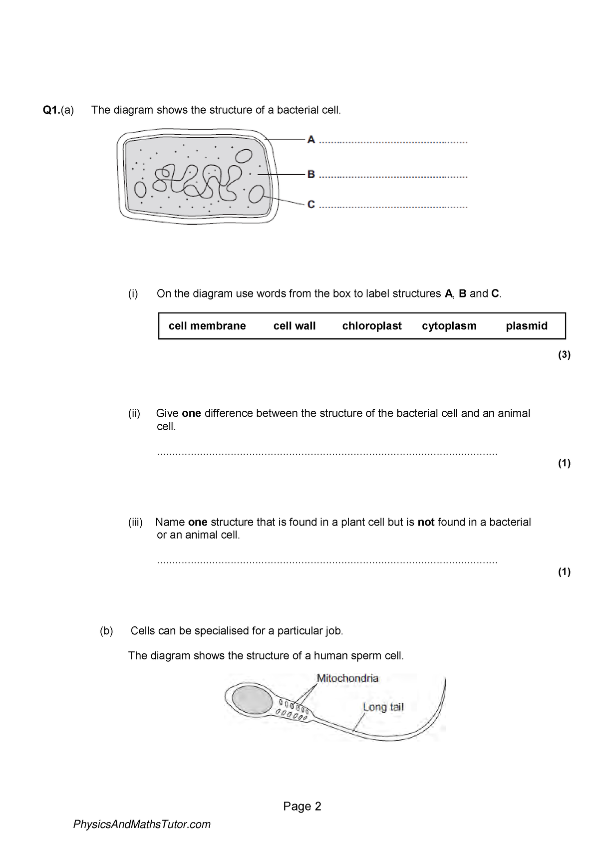 Cell Structure 1 QP - study - Page 2 Q1.(a) The diagram shows the ...