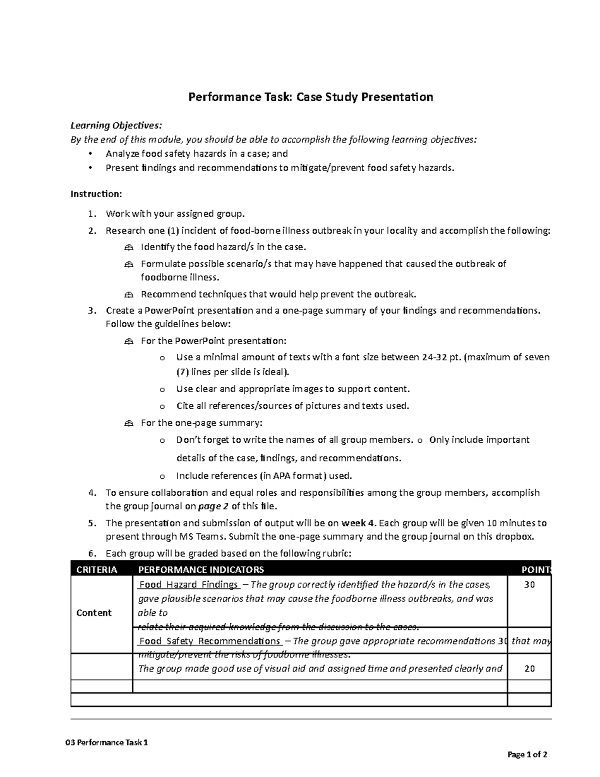 case study task performance