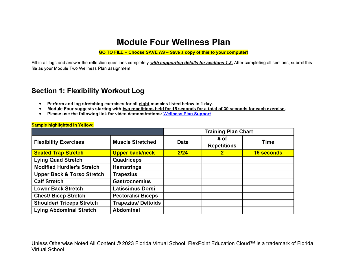 Module four wellness plan - Module Four Wellness Plan GO TO FILE ...