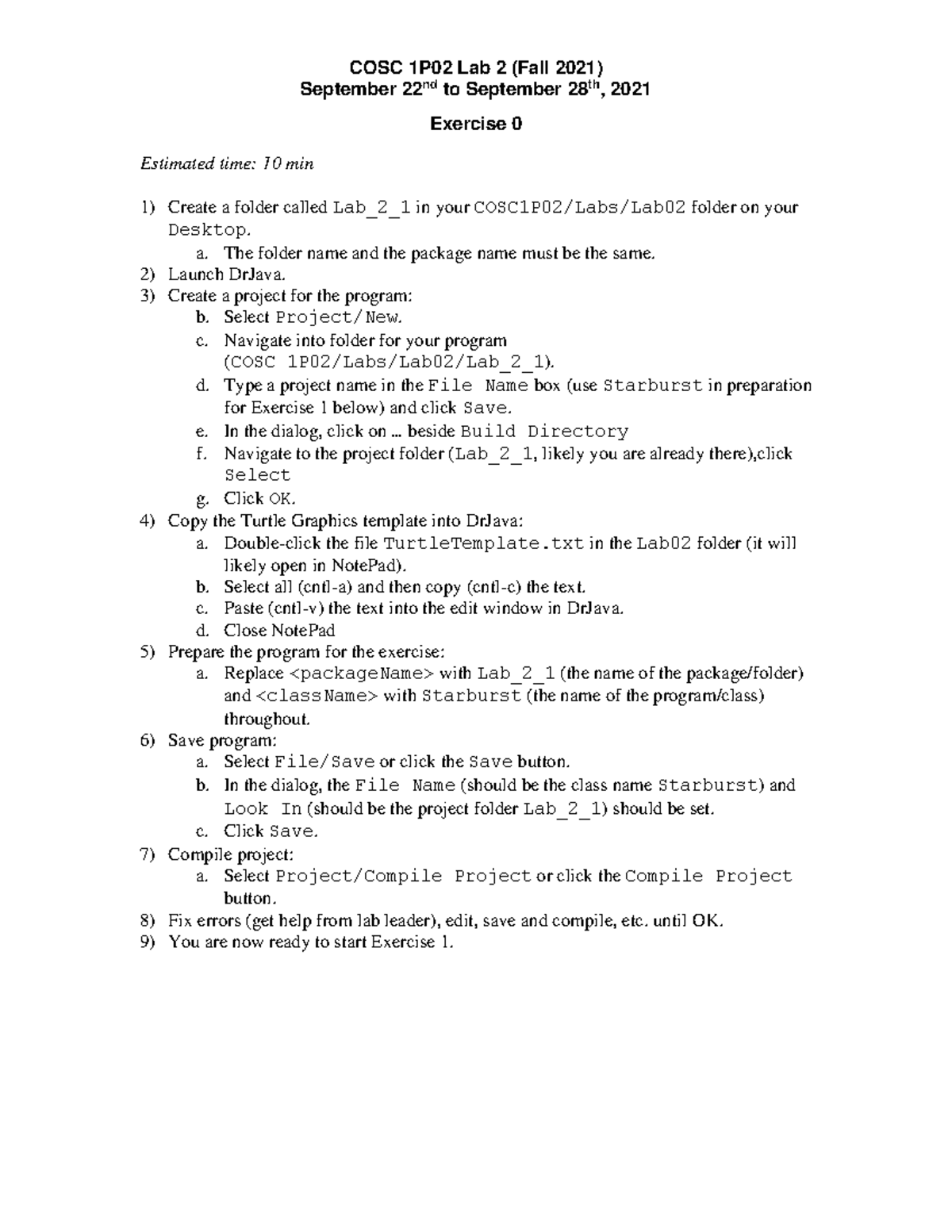 Lab 2 - Full solutions to questions and steps! enjoy! - COSC 1P02 Lab 2 ...