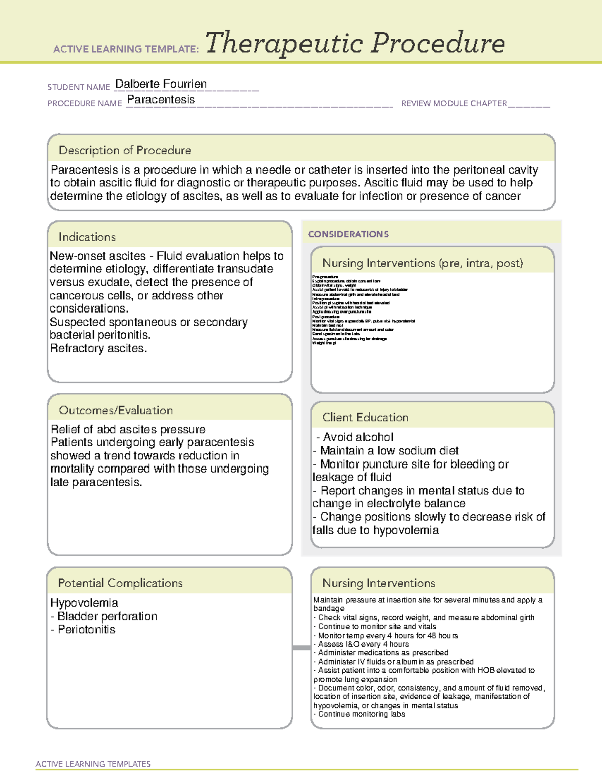 Ati Therapeutic Procedure Paracentesis Active Learning Templates Images