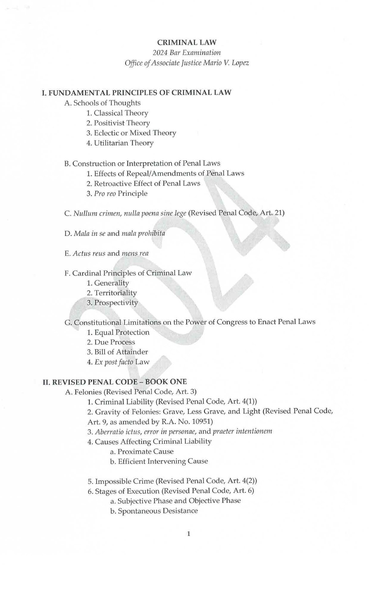 Syllabus 2024 Bar Examination Vikky Jerrilyn