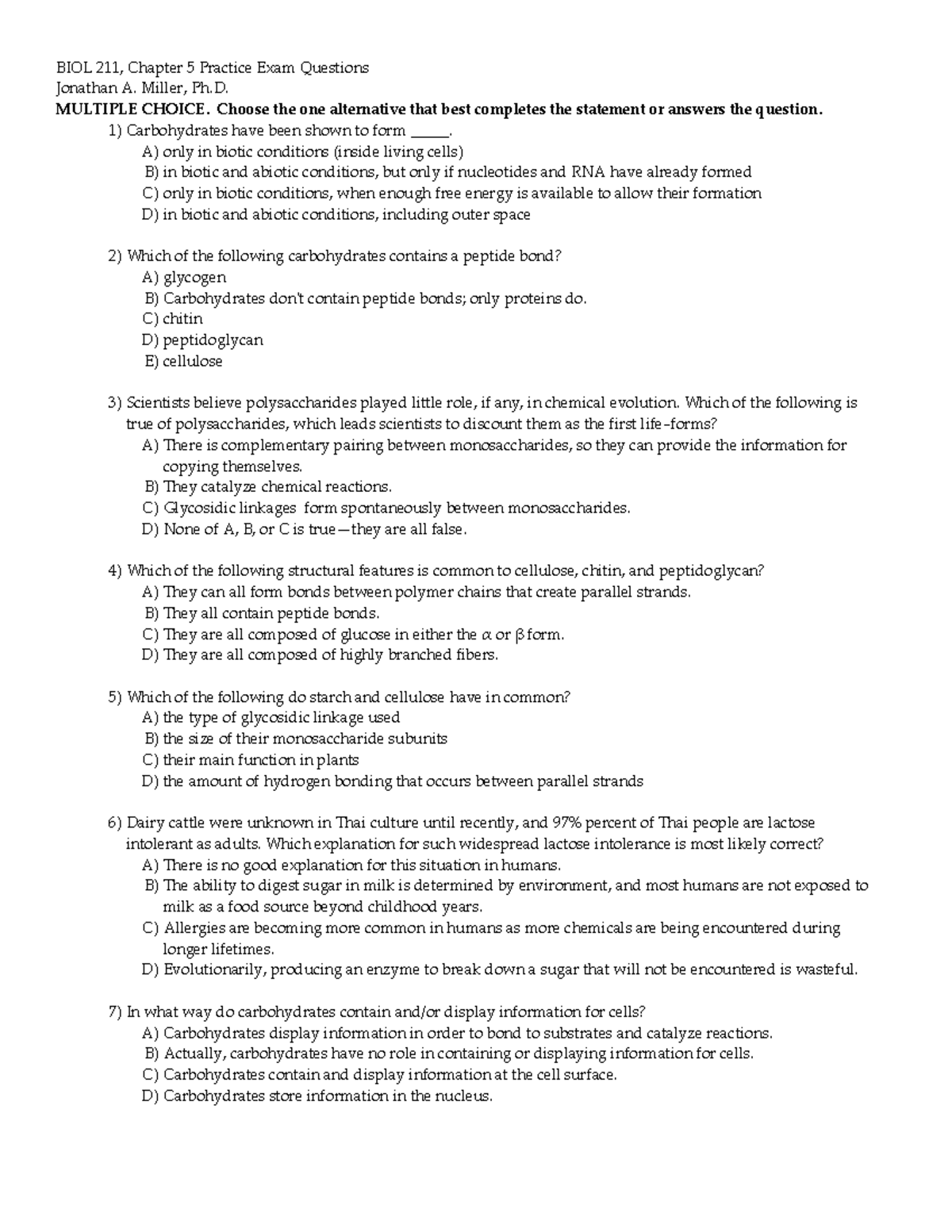 Chapter 05 Introduction To Carbohydrates - BIOL 211, Chapter 5 Practice ...