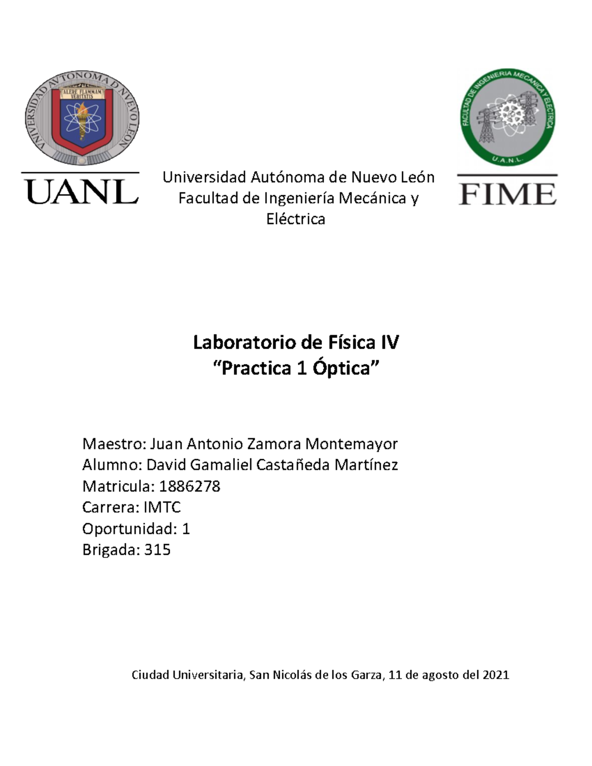 Practica 1 lab de fisica IV - Universidad Autónoma de Nuevo León ...
