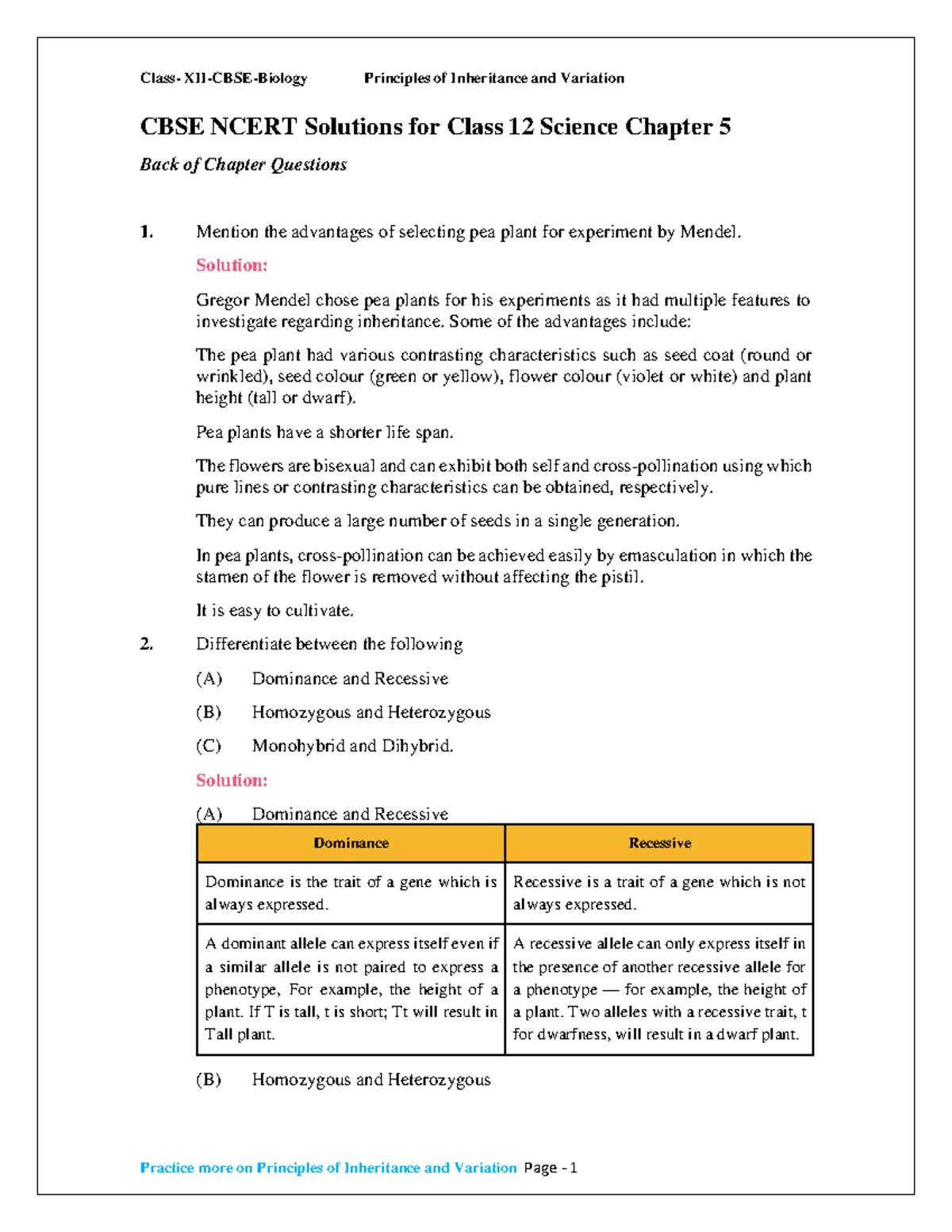 B-3 - Practice Problems And Exercise With Solutions. - Class- XII-CBSE ...