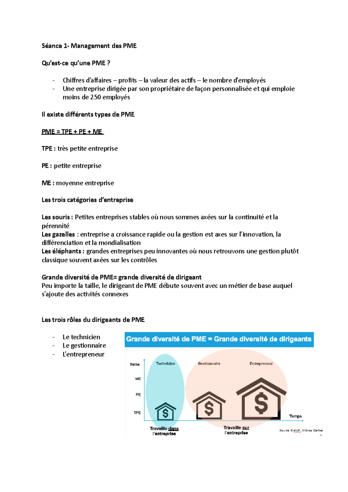 S1- Management des PME - Notes de cours 1 - Séance 1- Management des ...