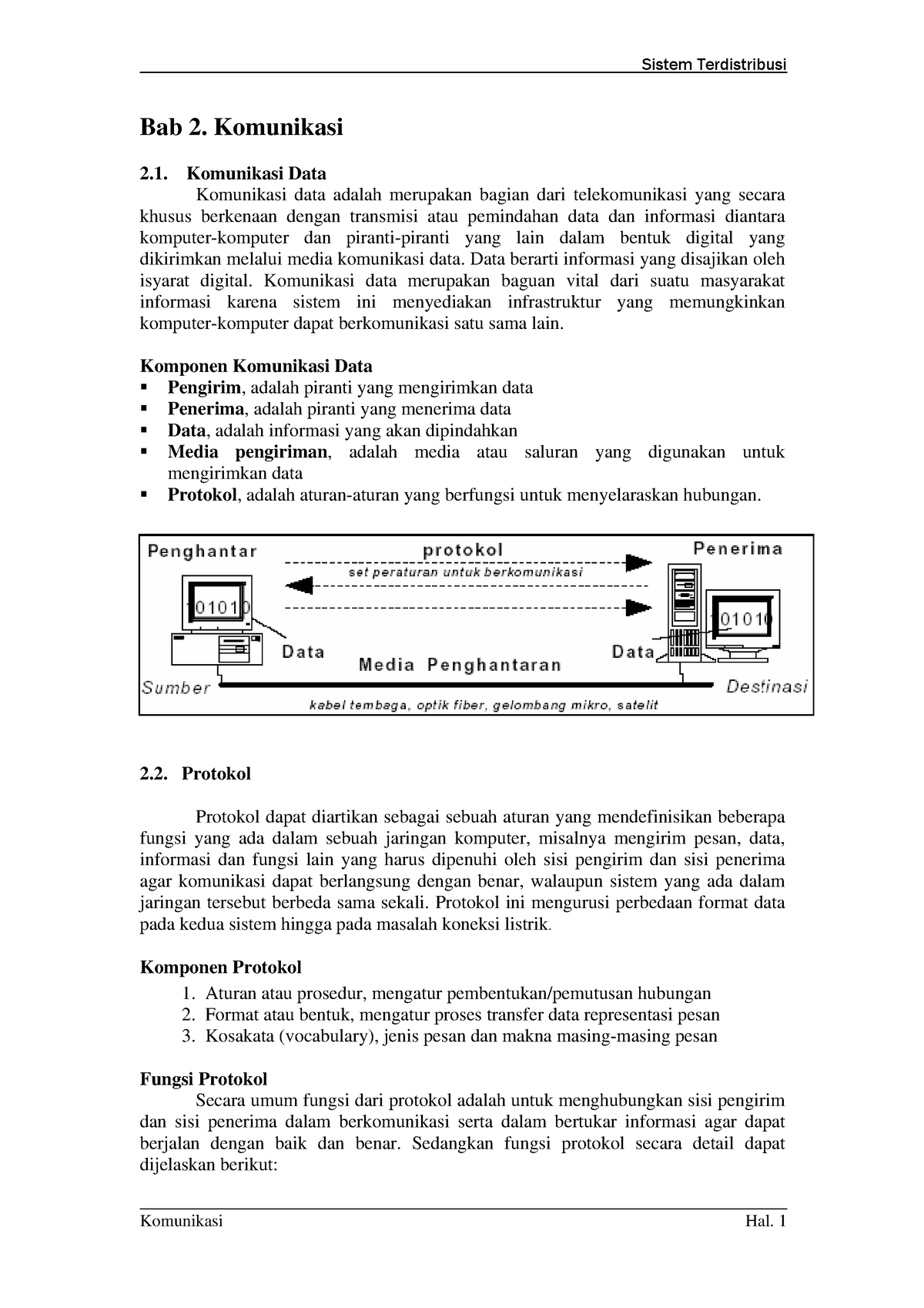 2 Komunikasi - Sistem Terdistribusi - Bab 2. Komunikasi Komunikasi Data ...