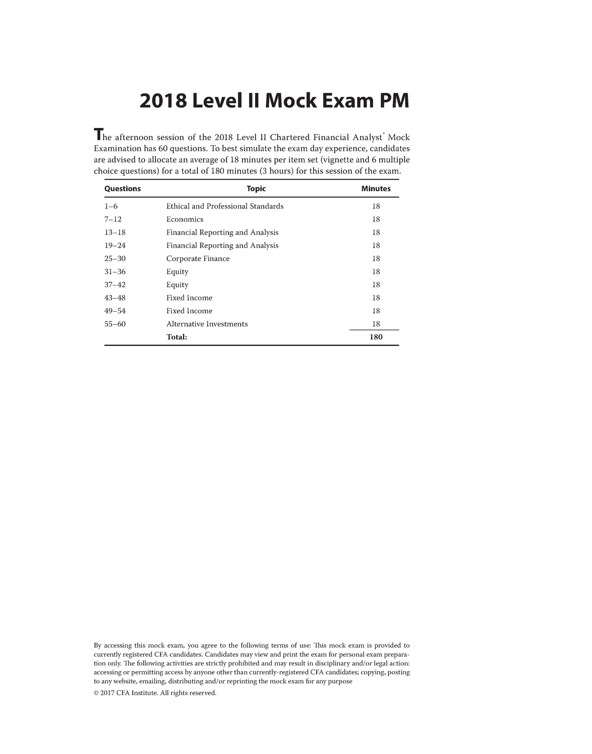 Cfa Level 2 Mock Exam - The Afternoon Session Of The 2018 Level II ...