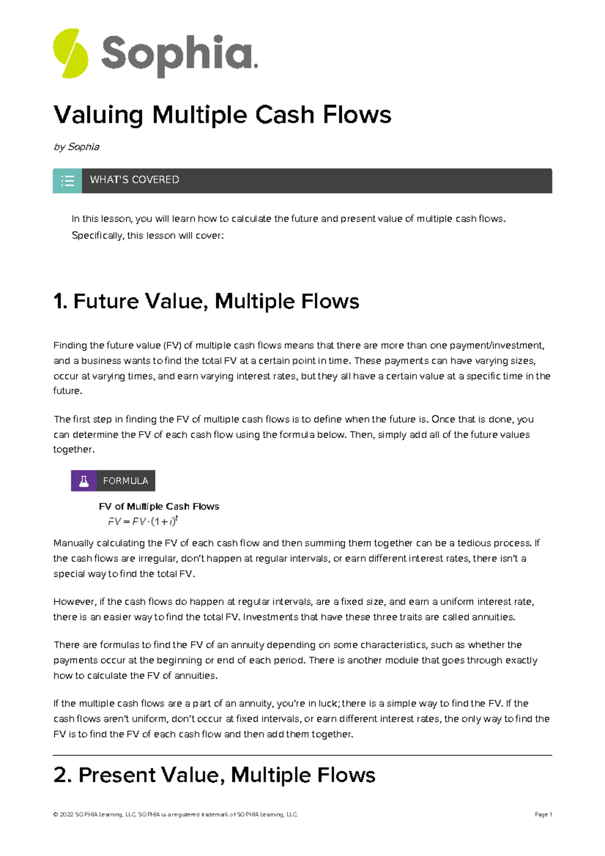 Valuing Multiple Cash Flows Valuing Multiple Cash Flows By Sophia In This Lesson You Will 2518