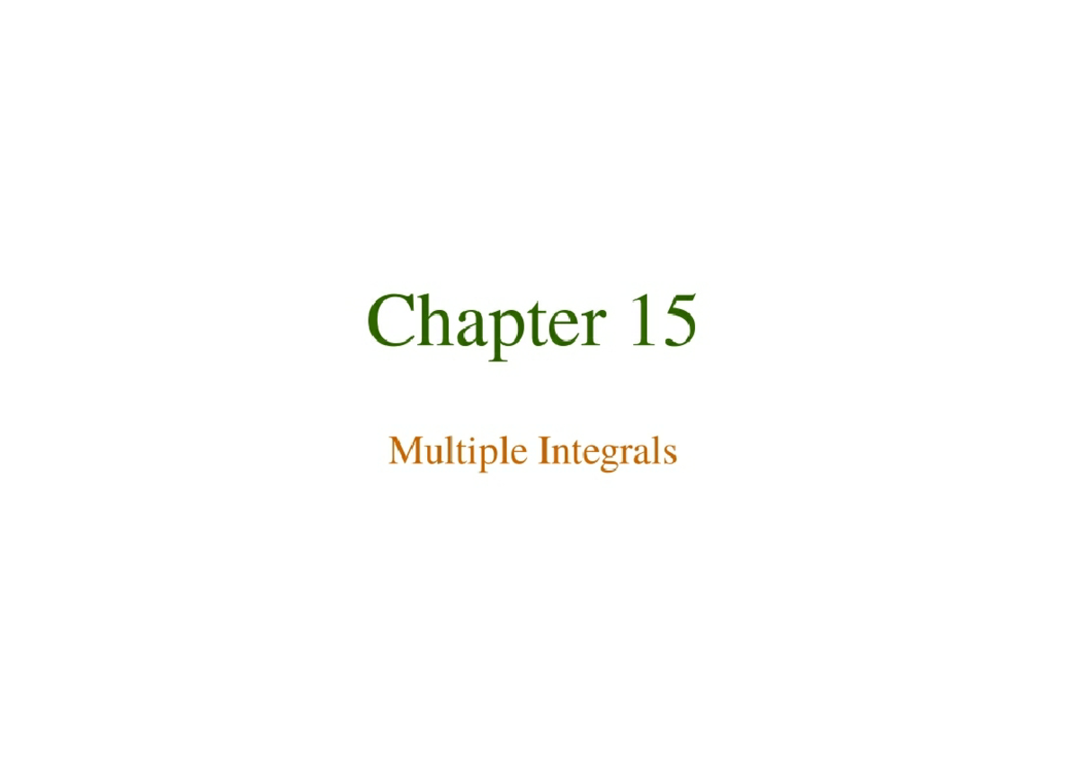 MAT 104 E Multiple Integrals Extra General NOTE - Mathematics - Studocu
