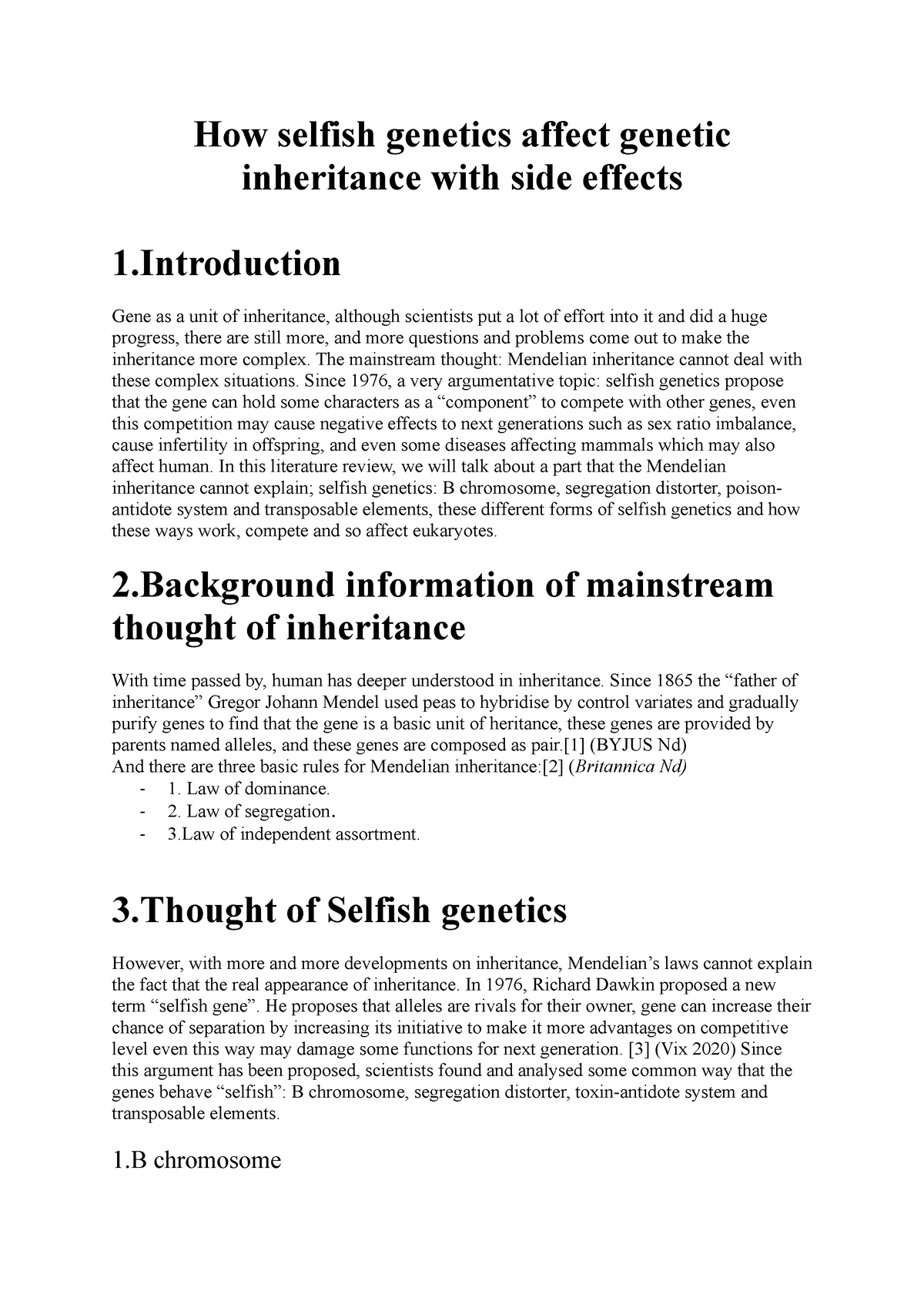 literature review of genes