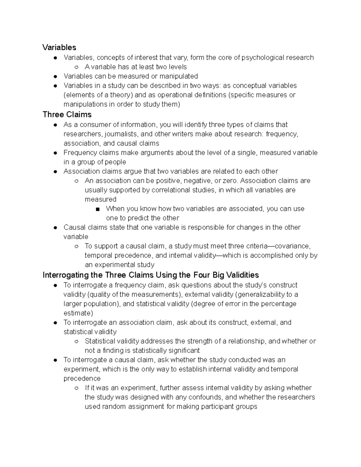 Experimental Methods Chapter 3 Summary - Variables Variables, concepts ...