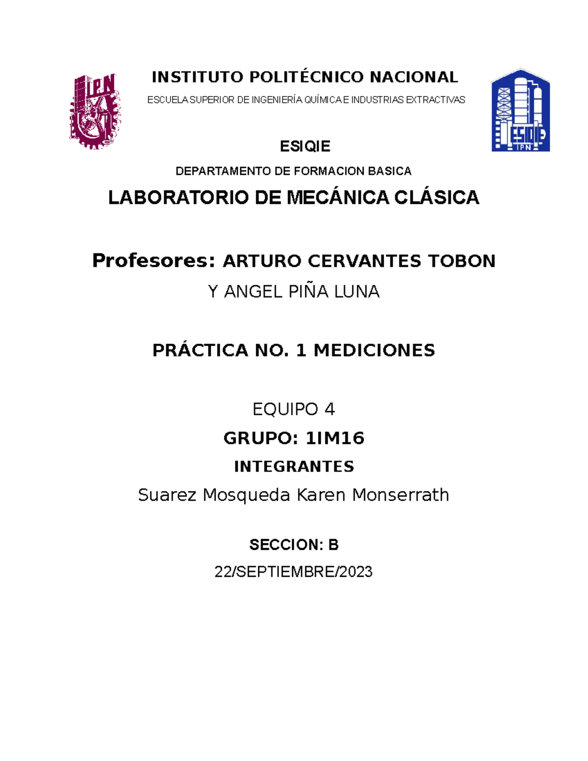 Practica 1 MC - En Este Apartado Encontramos La Práctica 1 De Mecánica ...