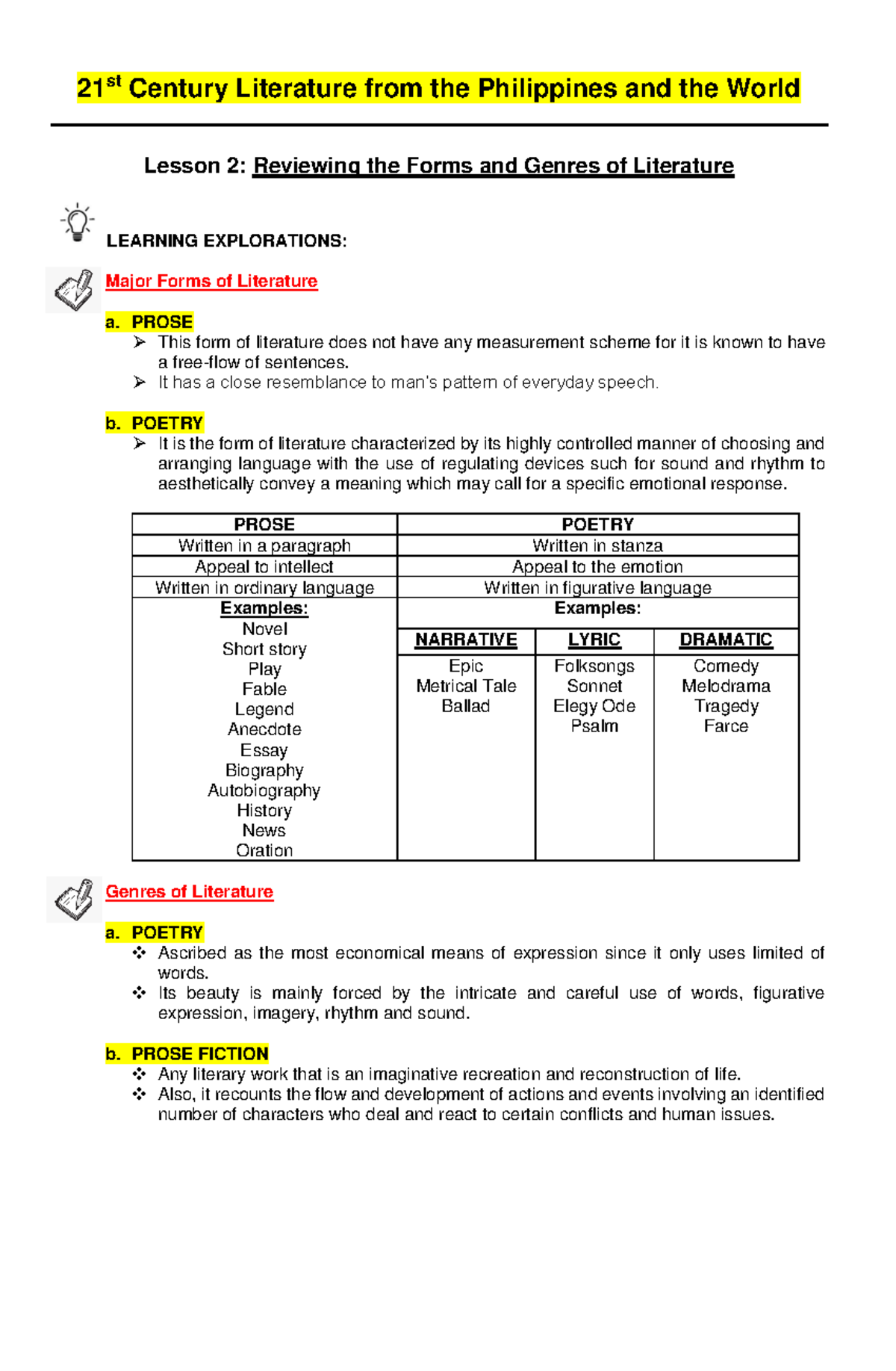 21st-century-literature-lesson-2-reviewing-the-forms-and-genres-of