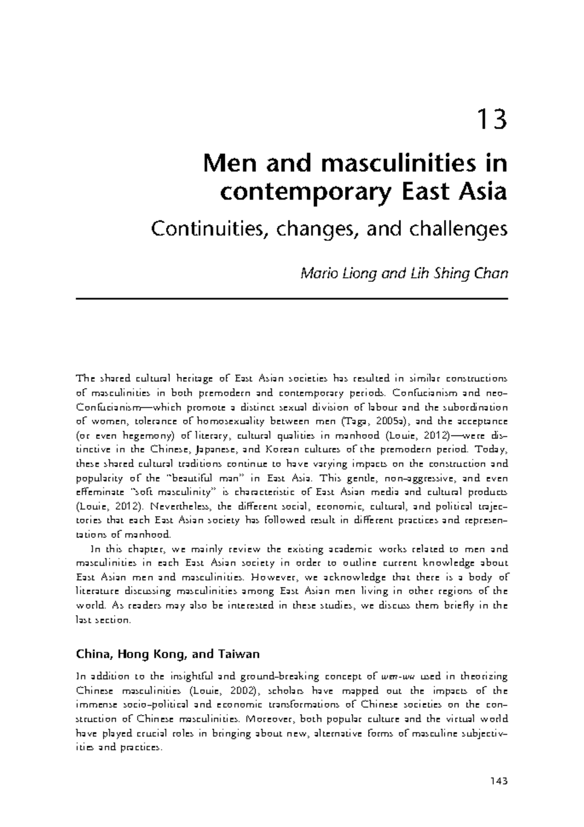 Men and masculinities in contemporary East Asia - 13 Men and ...