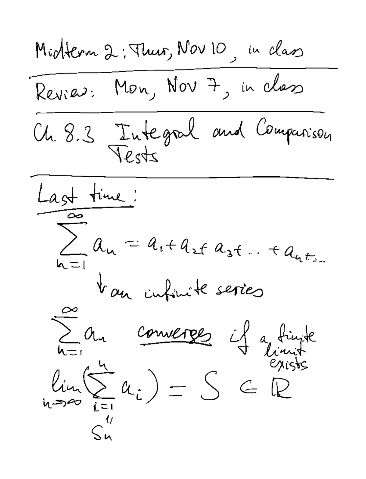 Chapter 8 - class notes - IET An Ait Ast Ast t Ant I an infinite series ...