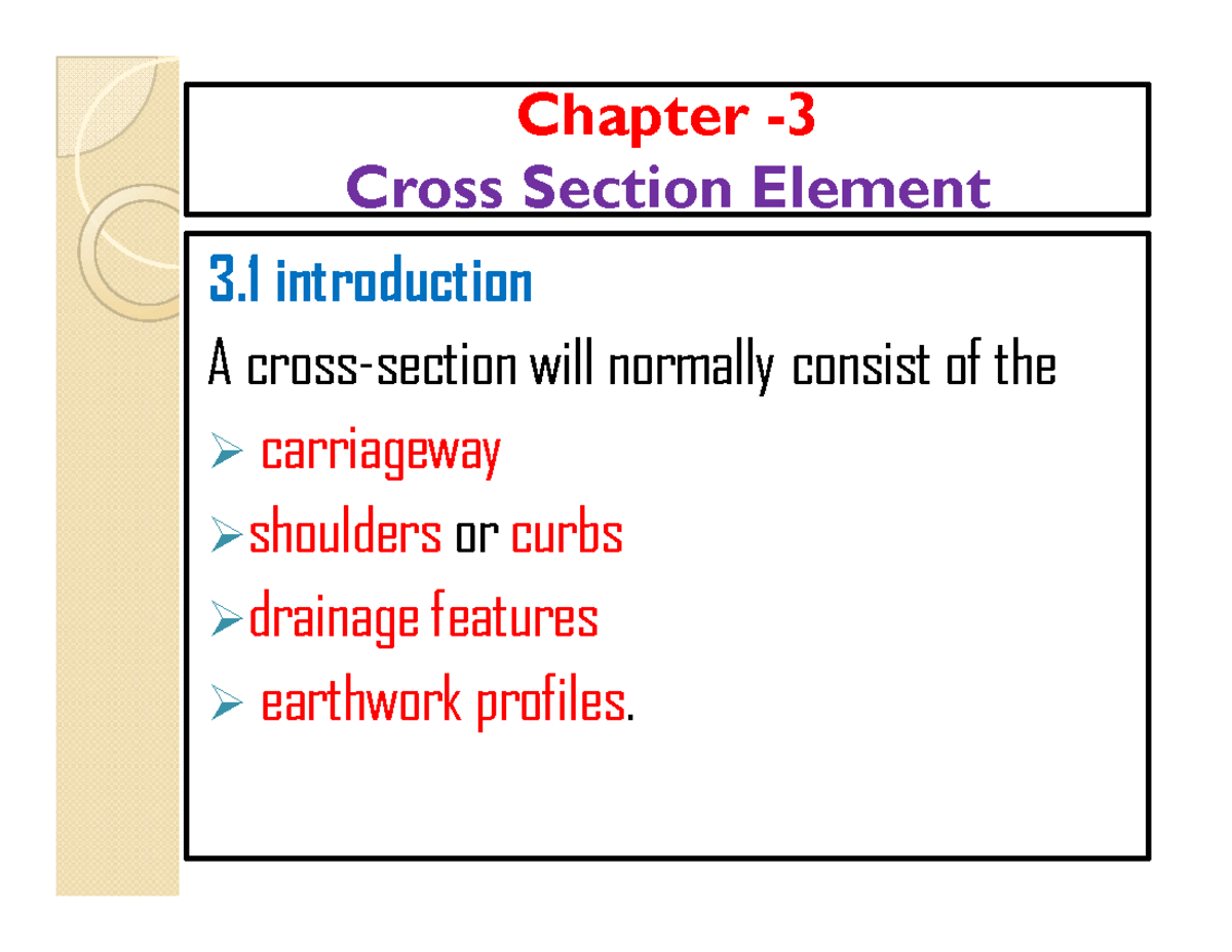 Chapter 3 Cross section - Civil engineering - UOG - Studocu