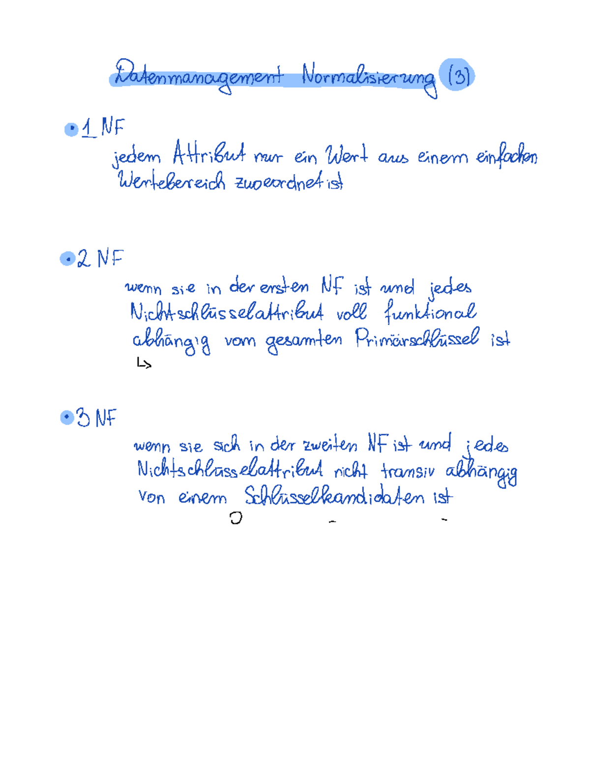 Übungsaufgaben Teil 1 - Daten management Normalisierung 3 IN F jedem ...