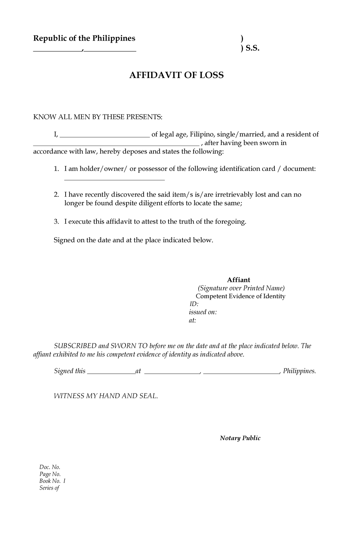 How To Get Affidavit Of Loss For Passport