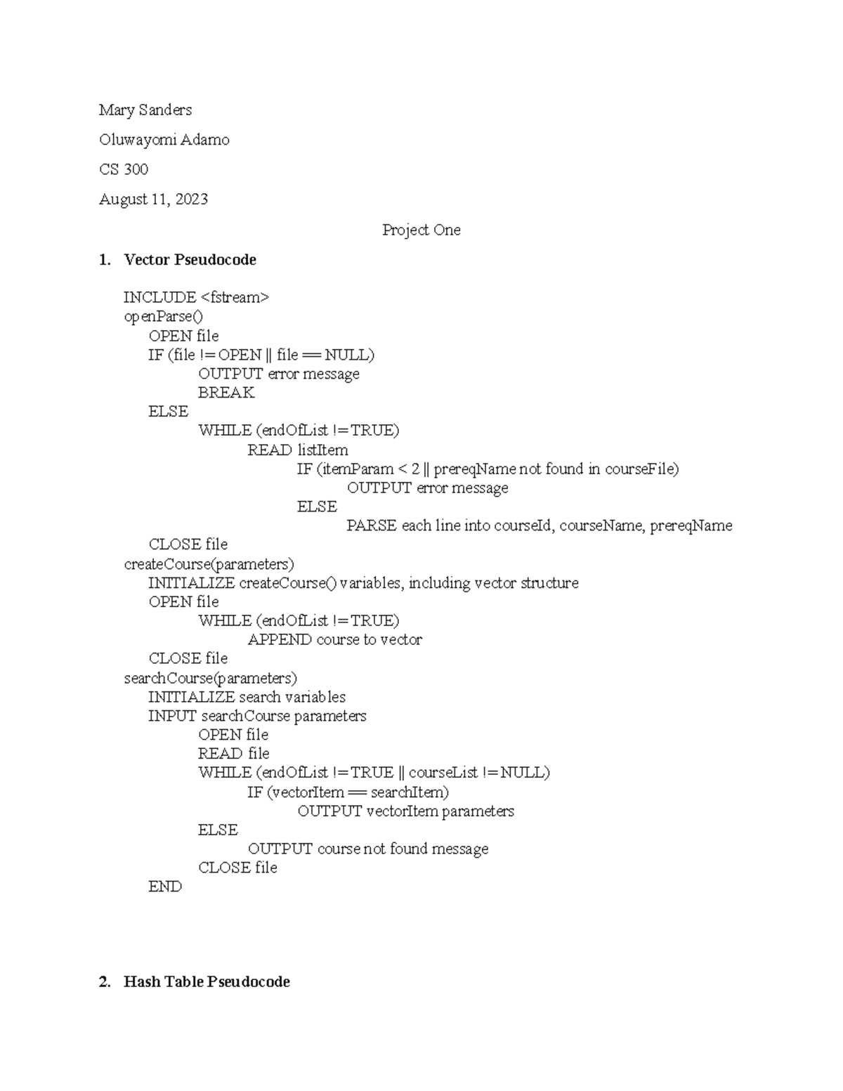 Pseudocode for Course Management System - Studocu