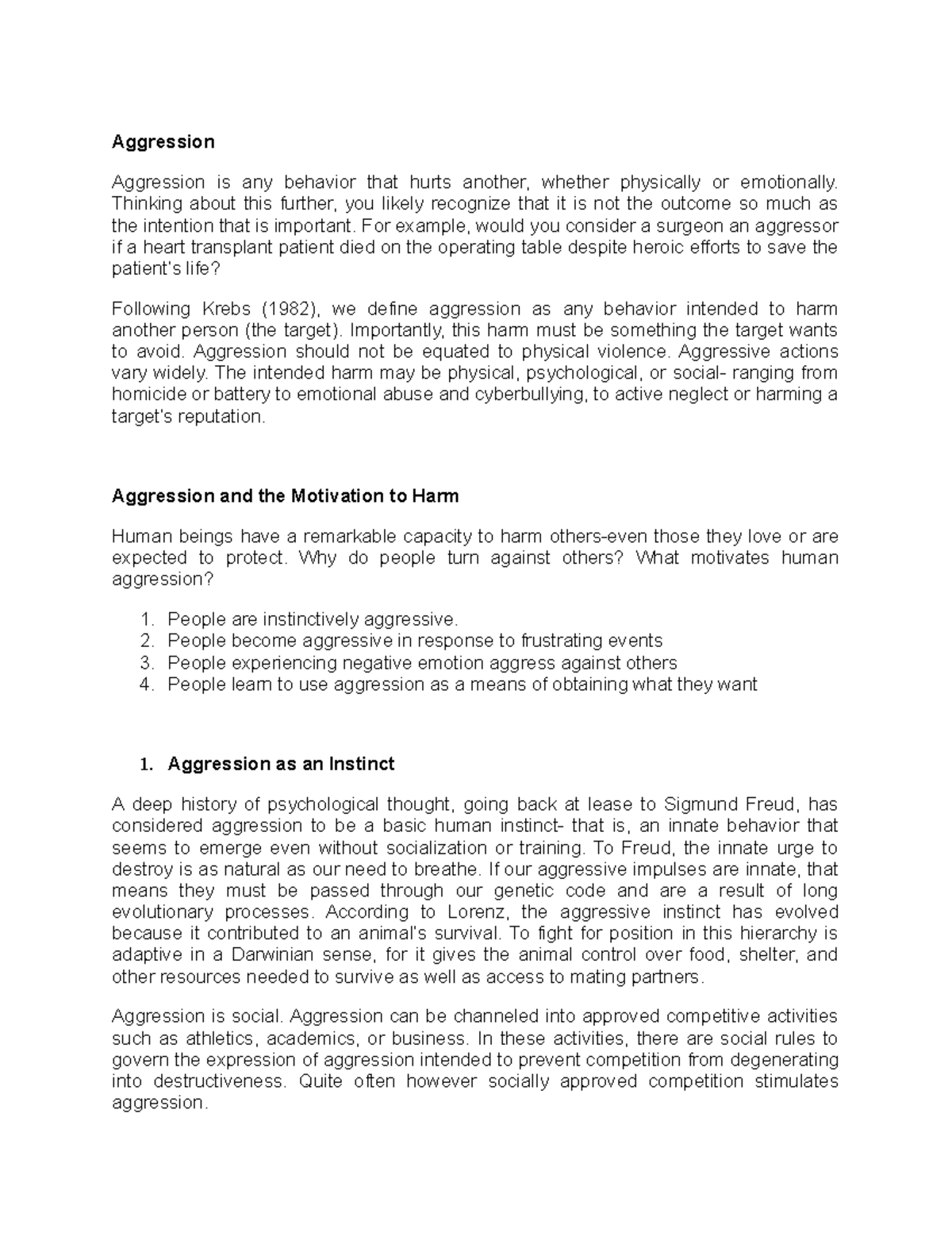 M8-Aggression - Aggression Aggression is any behavior that hurts ...
