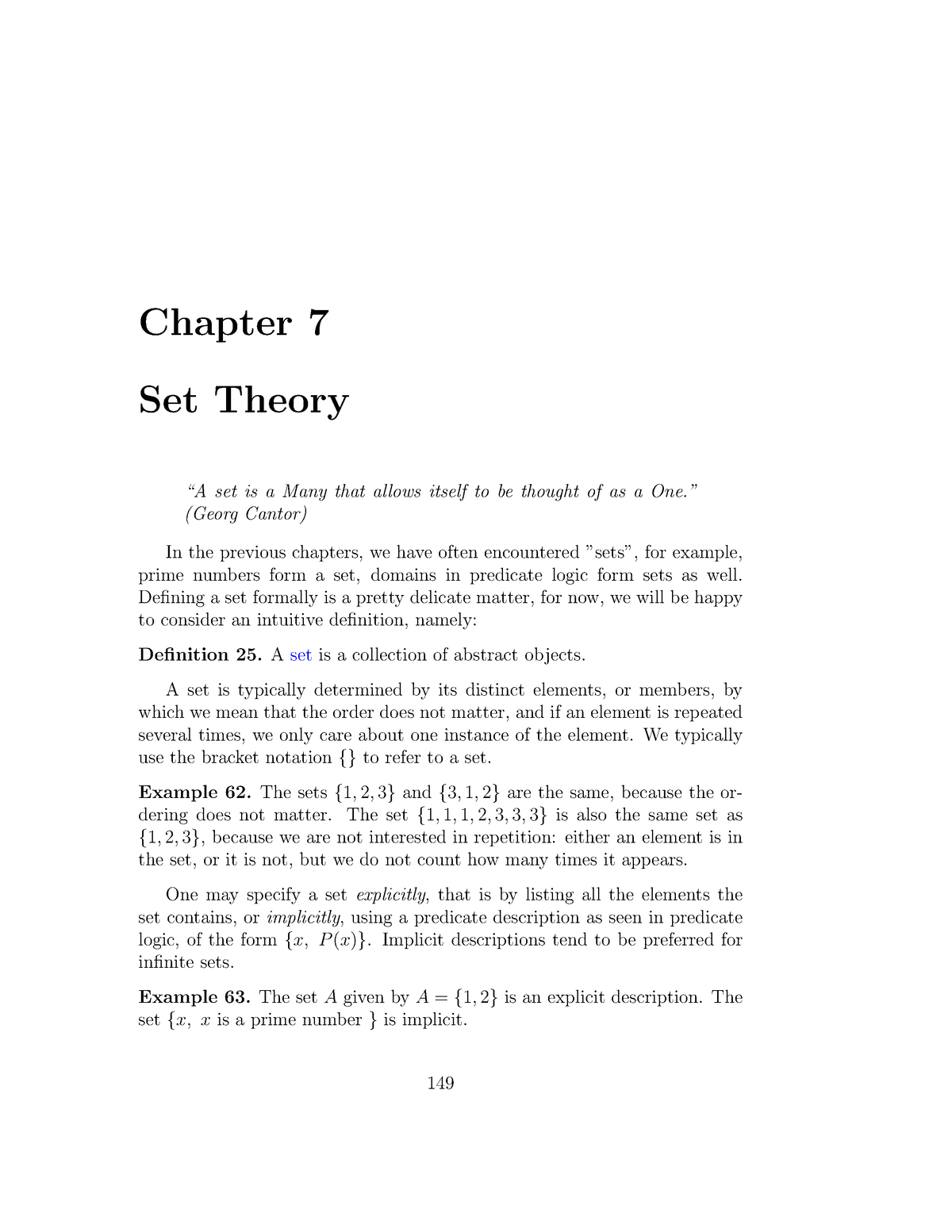 CH 7 Set Theory - Lecuture Materials - Chapter 7 Set Theory “A Set Is A ...