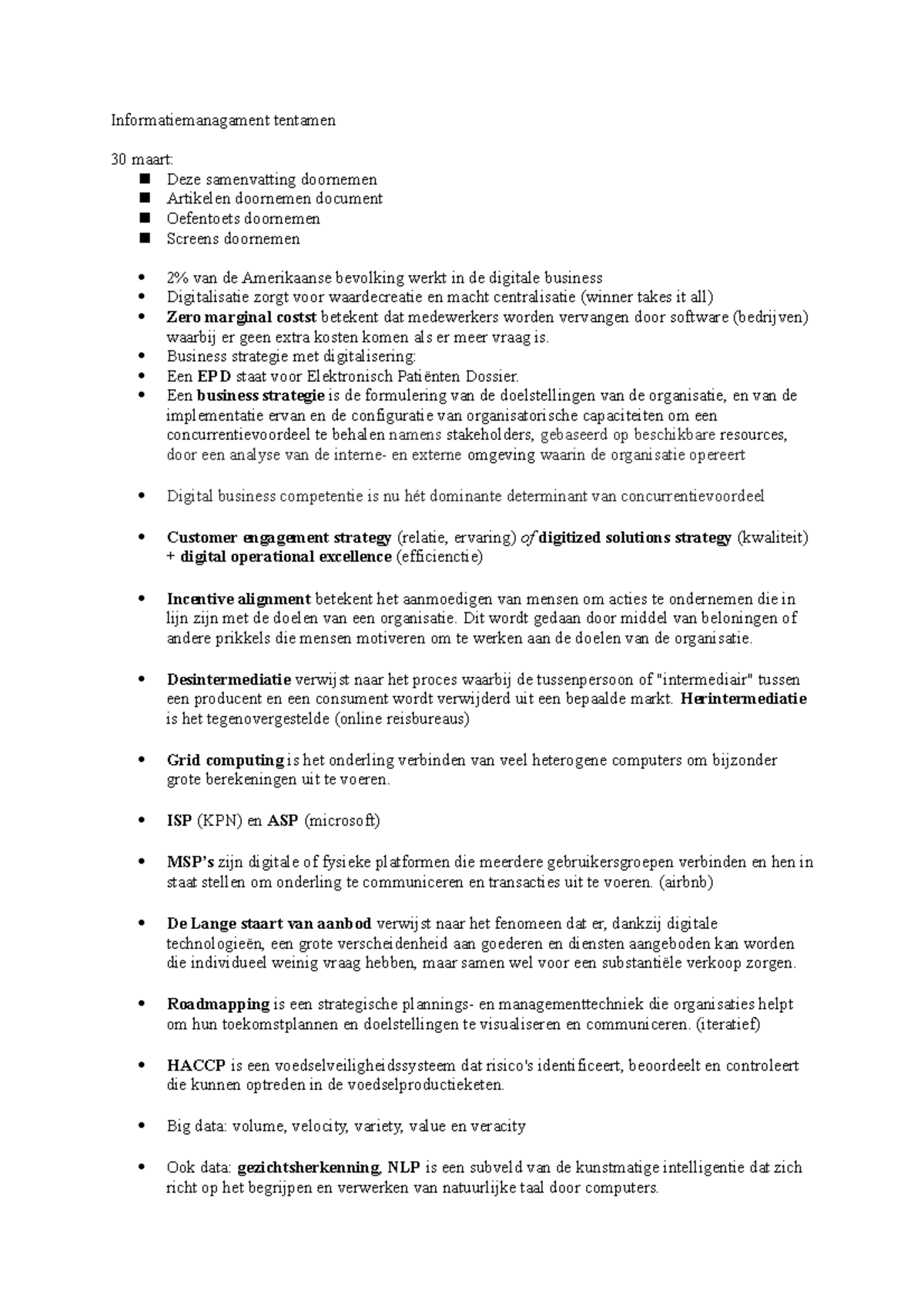 Samenvatting Pp Informatiemanagement - Informatiemanagament Tentamen 30 ...