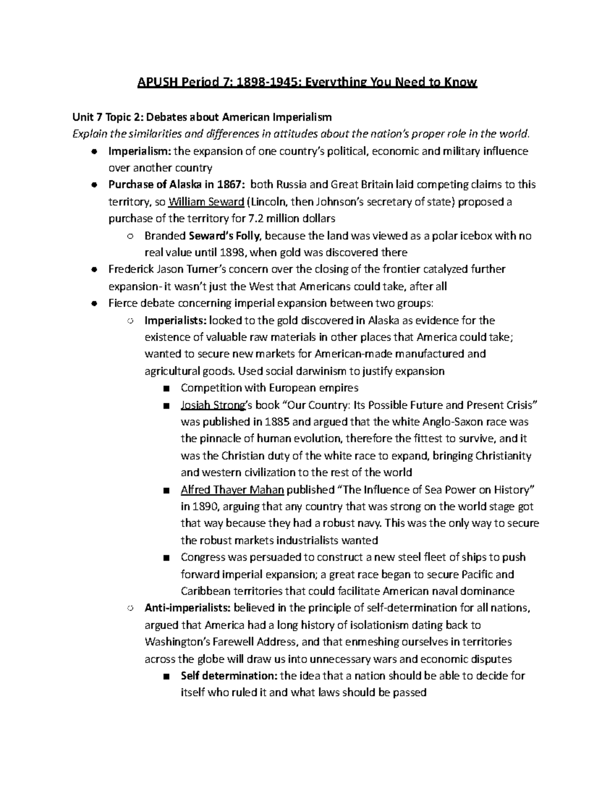 APUSH Period 7 1898-1945 - Study Guide - APUSH Period 7: 1898-1945 ...