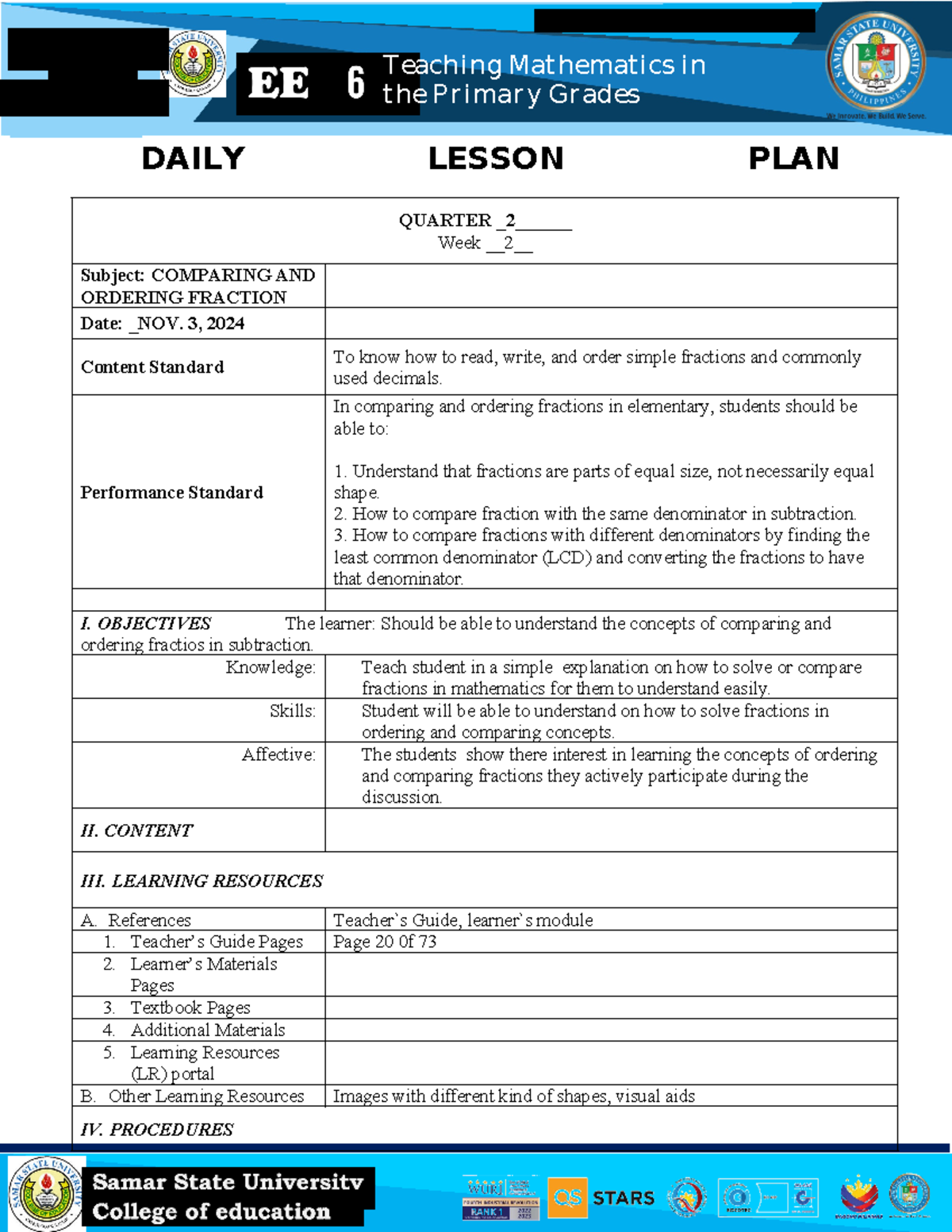 DLP - lesson plan - the Pr imar y Gr ades DAILY LESSON PLAN QUARTER _ 2 ...