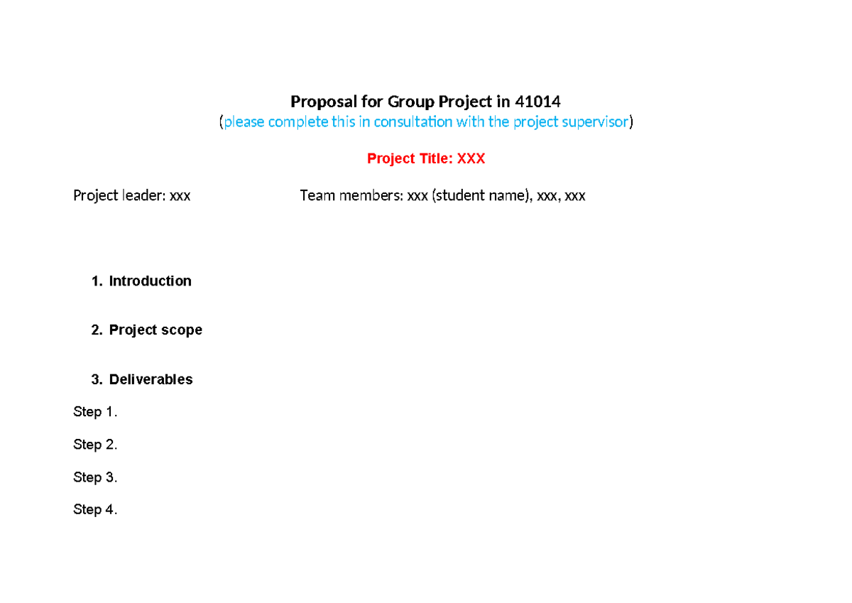 Project Proposal Template Proposal for Group Project in 41014 (please