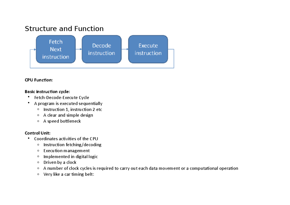 The Central Processing Unit - Structure and Function CPU Function ...