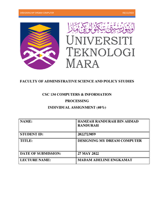 Assignment PAD102 Presentation March 2023 - JULY 2023 - Appendix 1 ...