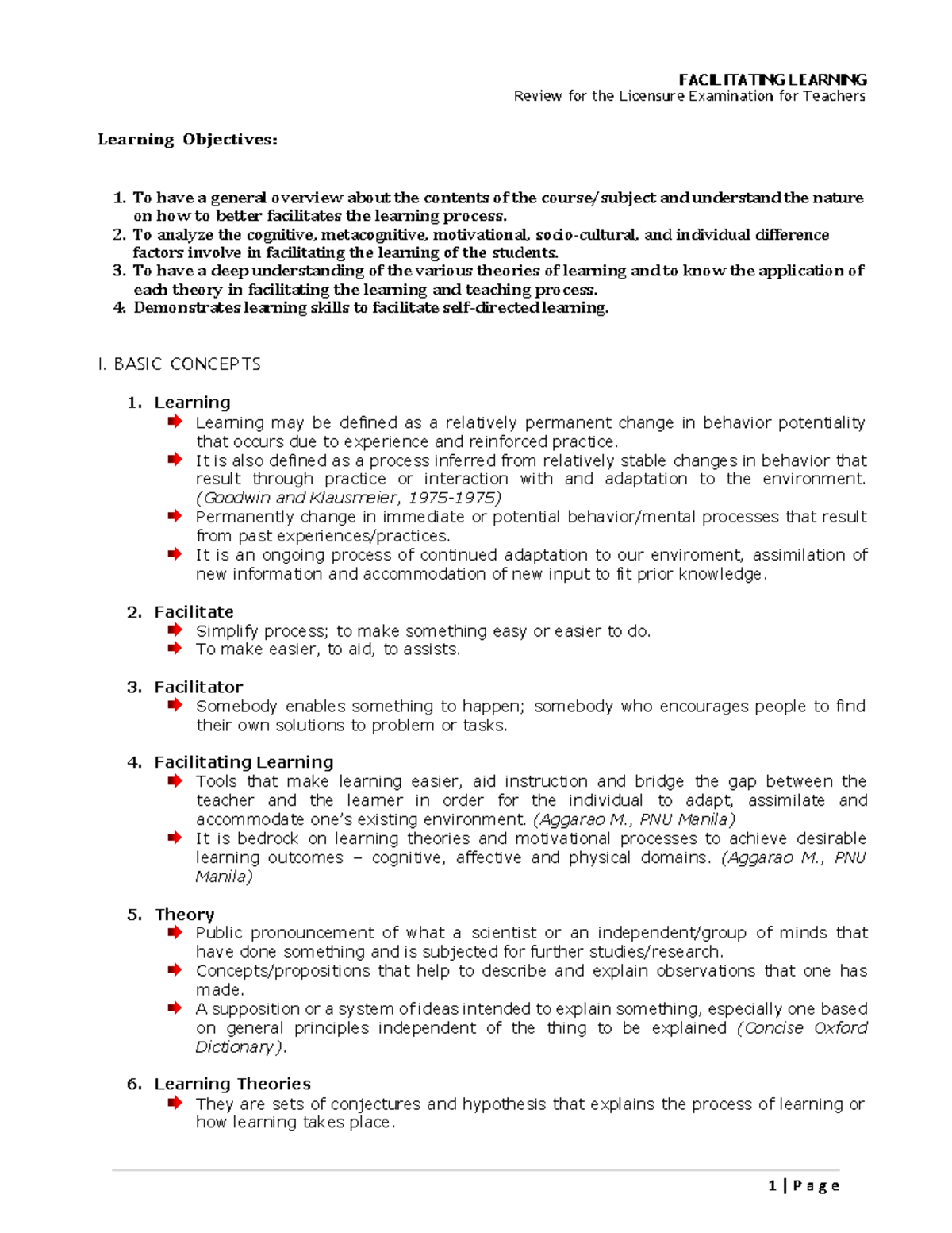 Facilitating-learning compress - Learning Objectives: FACILITATING ...