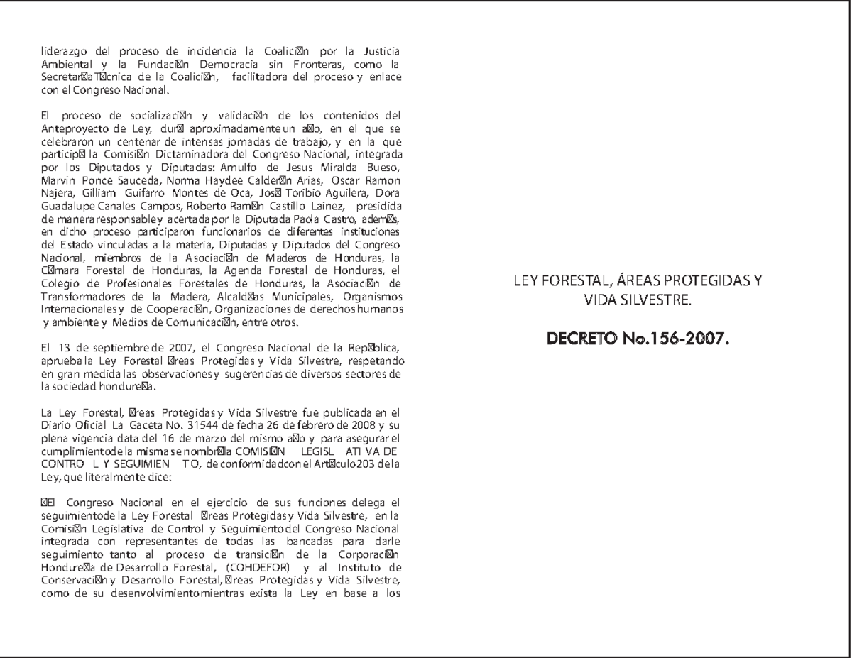 Ley Forestal Areas Protegidas y Vida Silvestre 1 LEY FORESTAL, ÁREAS