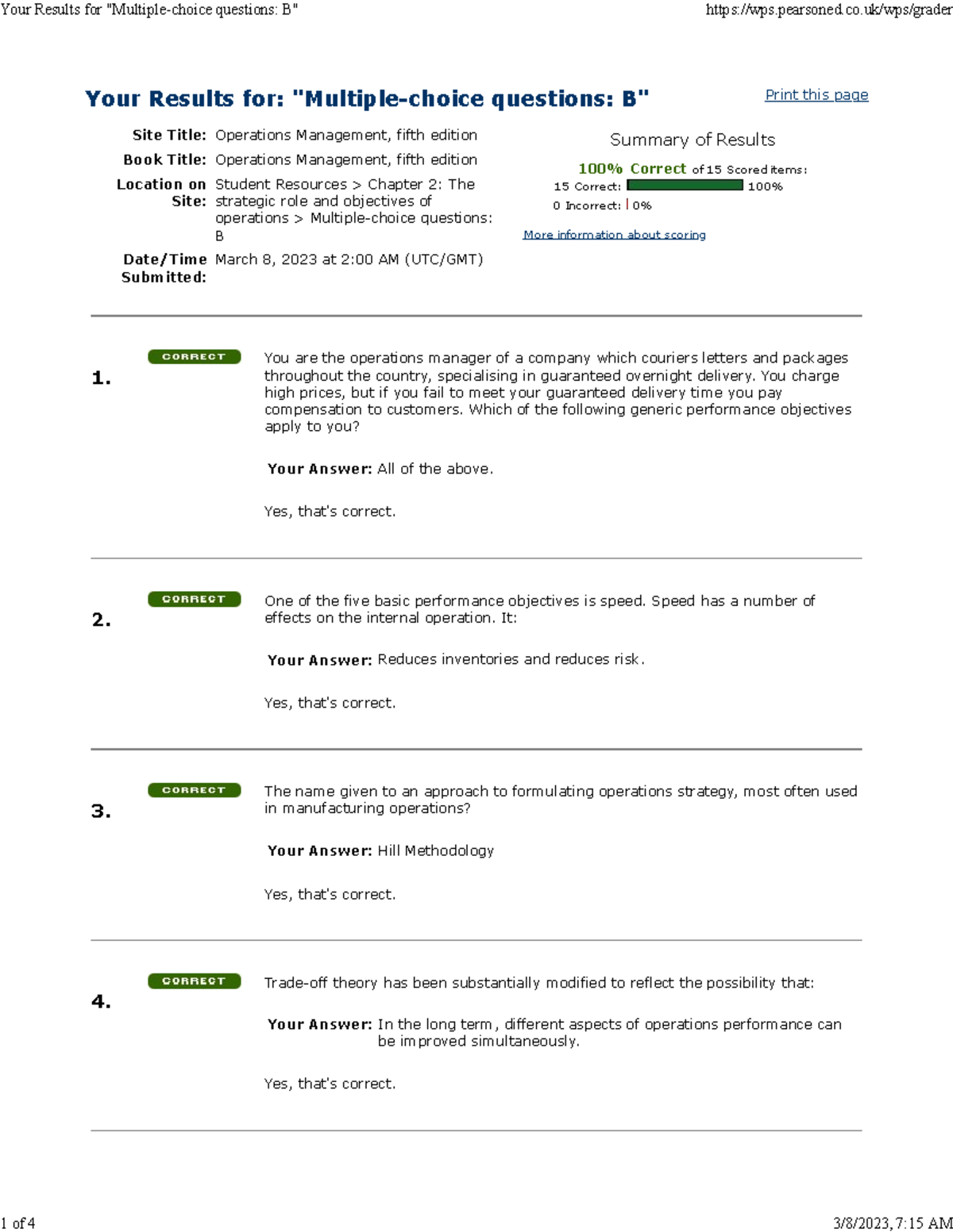 MCQ Chap 02 B - Operation Managemnt - Your Results For: "Multiple ...