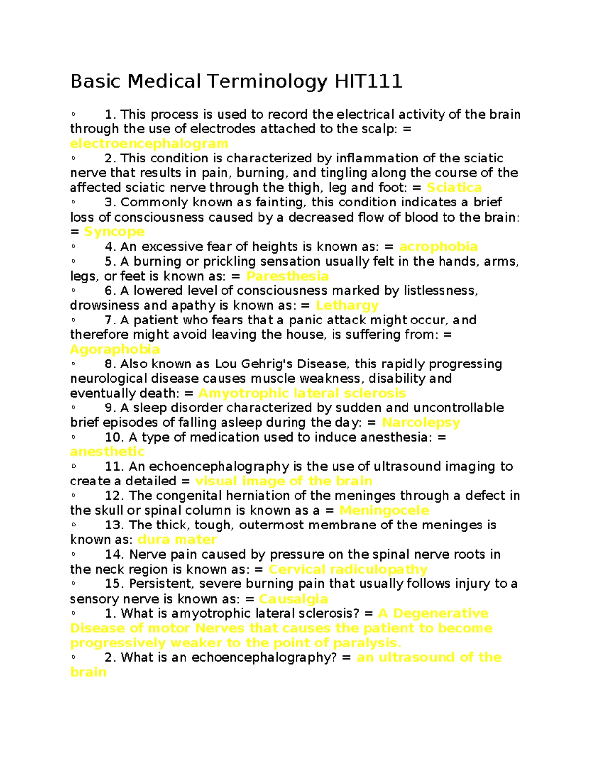 Basic Medical Terminology HIT111 week 5 - Basic Medical Terminology HIT ...