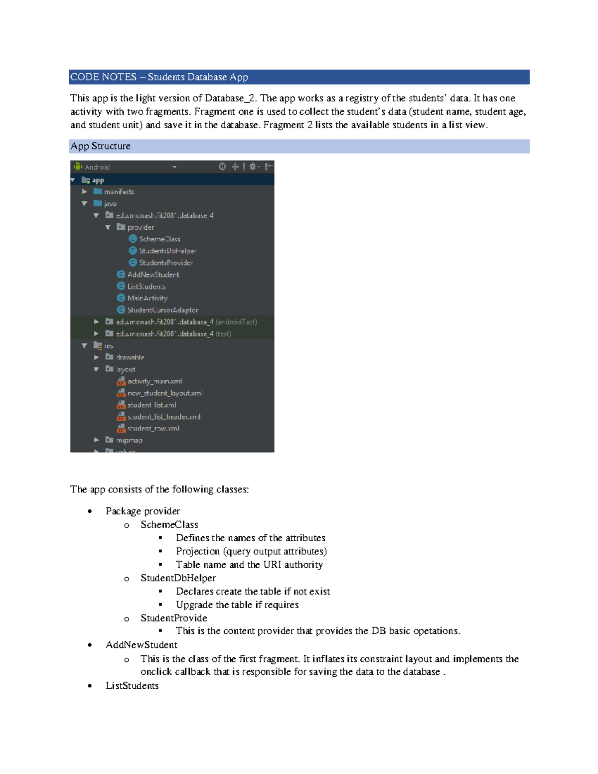 CODE Notes Student Database - CODE NOTES – Students Database App This ...